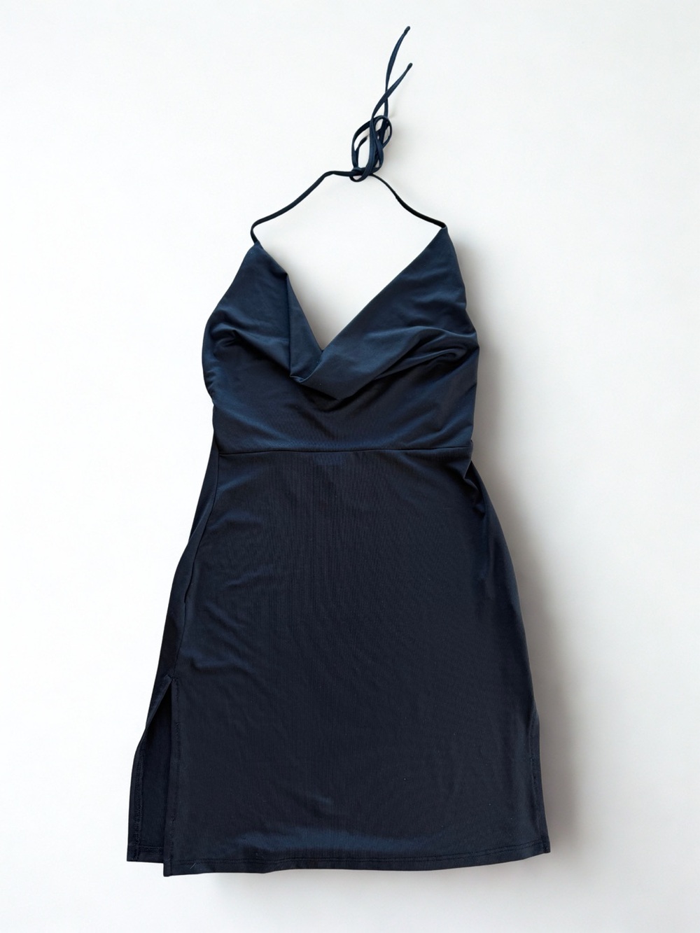 Navy Halter Cowl Mini Dress - Unbranded